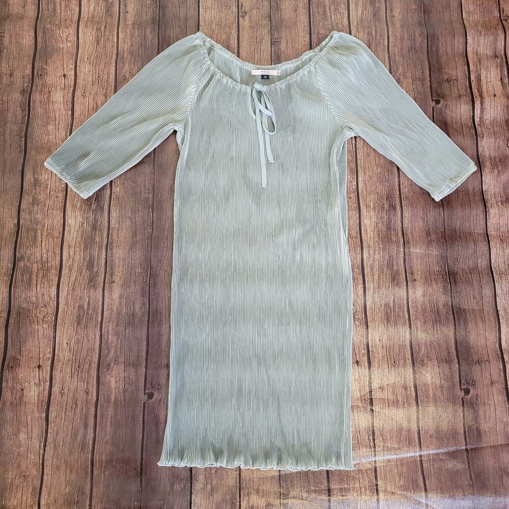 RED Valentino‎ Dress Womens 38 (M) Silver Pleated Ruffle Hem Off Shoulder Mini
